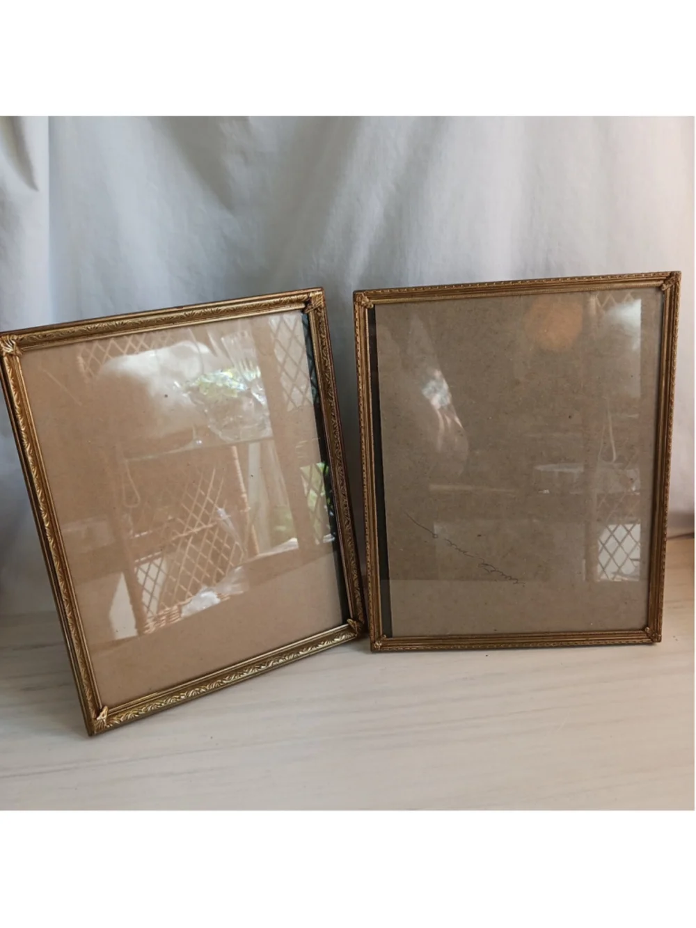 2 VTG Gold Tone 8x10 Picture Frames Photo Easel Regency Revival Landscape/portra